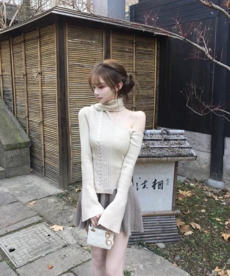 Rhinestone Scarf Knit Tops