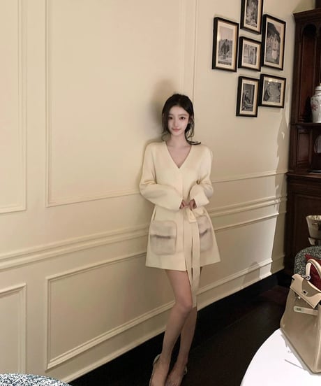 Fox Fur Pocket Long Cardigan