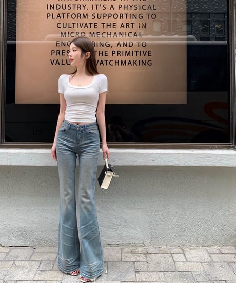 Washed Low rise Flare Denim Pants
