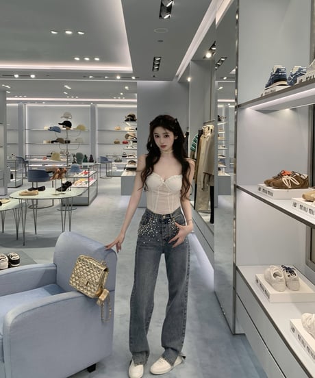 Feminine Bijou Denim Pants