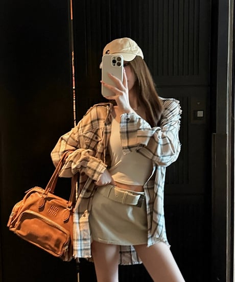 Vintage Shirt & Wide Belt Skirt