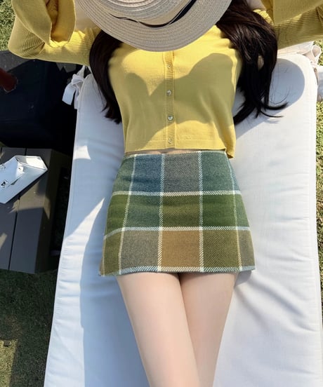 Check Wool Skirt