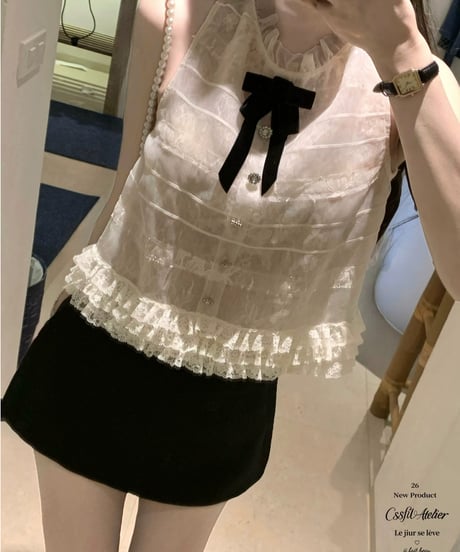 Velvet Ribbon Sleeveless Top