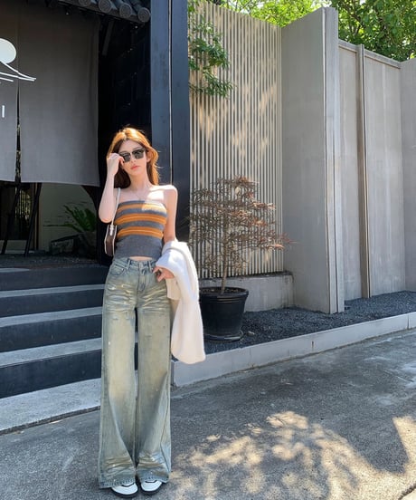 Damage Wide Denim Pants