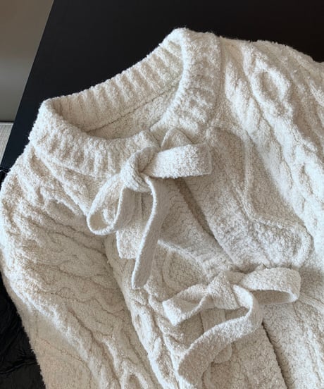 Feminine Lace-up knit Cardigan