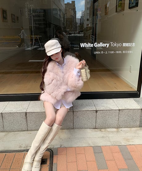 Studs White  Long Boots