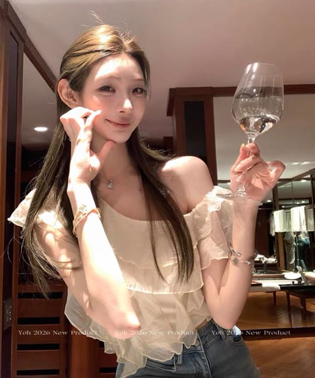 One shoulder Frill Tops