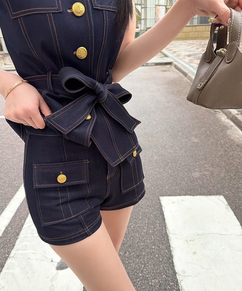トップス glance tokyo Gold Buckle Belt Vest Setup Gold Buckle Belt Vest Setup【※在庫あり5日以内発送】 | glan