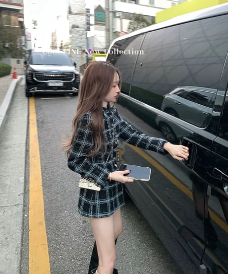 Feminine Wool Check Jacket