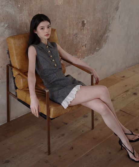 Herringbone Polo Lace Hem Dress