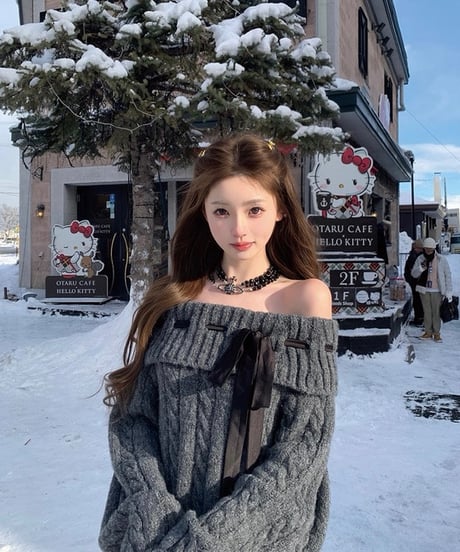 Ribbon Off Shoulder Knit Sweater
