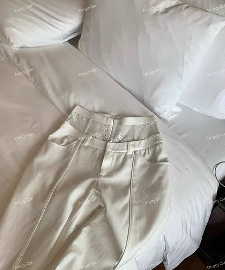 High Waist Lace Chino Pants