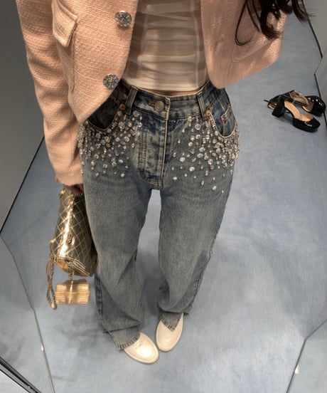 Feminine Bijou Denim Pants
