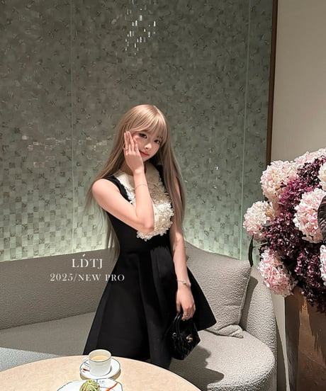 Lace Lapel Sleeveless Dress【※在庫あり5日以内配送商品】