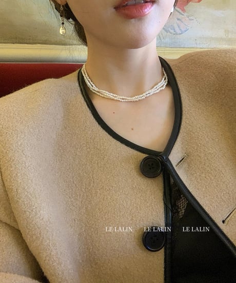 Piping Leather  Wool Jacket