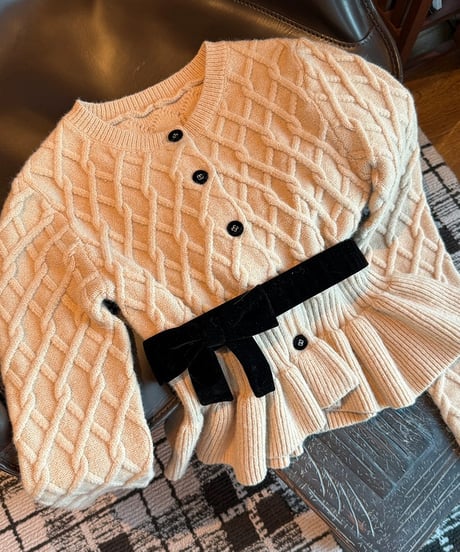 Ribbon Wool Knit Cardigan【※在庫あり5日以内配送】