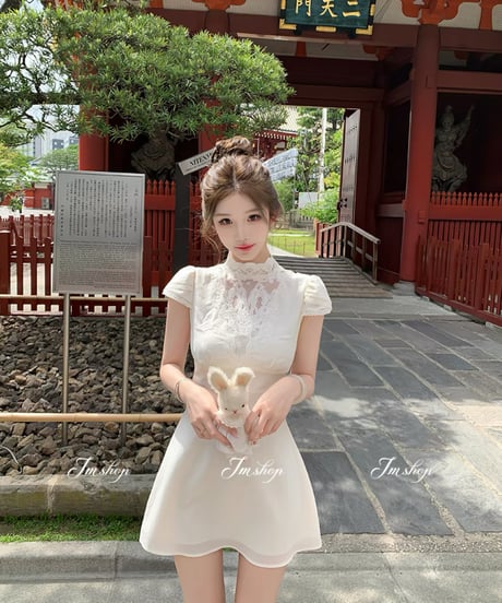 Puff-Sleeve Lace Dress