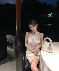 Crystal Halter Neck Dress