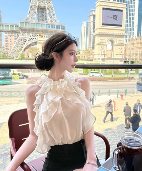 Frill Halter neck Chiffon Blouse