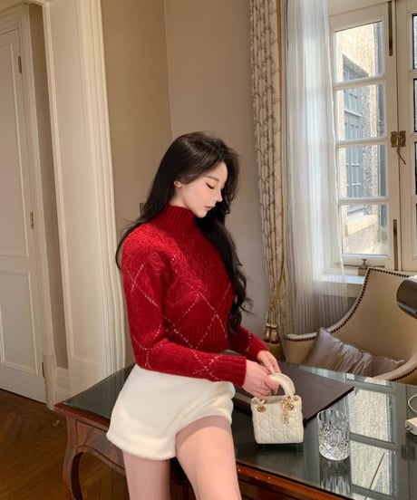 Lace High neck Knit Sweater