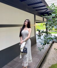 Striped Bandeau Slim-Fit  Knit OP
