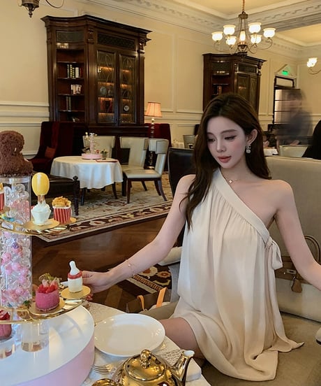 Dress Chiffon One Shoulder OP