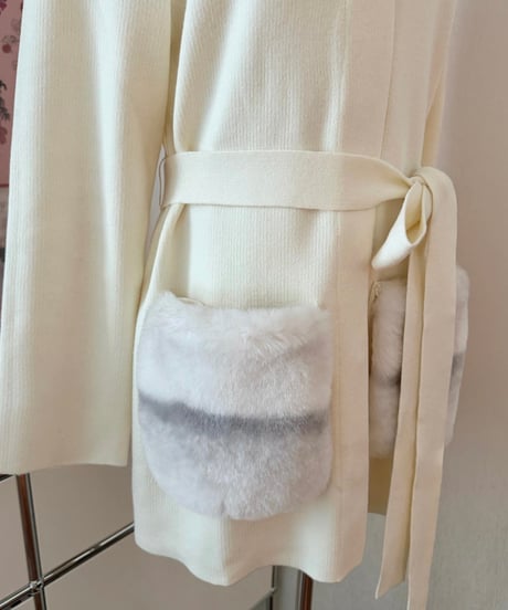 Fox Fur Pocket Long Cardigan