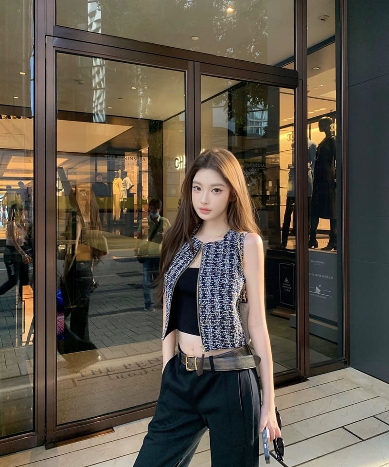 トップス Satin chic vest セットアップ／手洗い可】ペプラムZIPジレ（ベスト） | cloenc