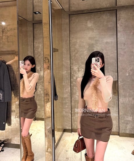 Rabbit Fur Collar Cardigan