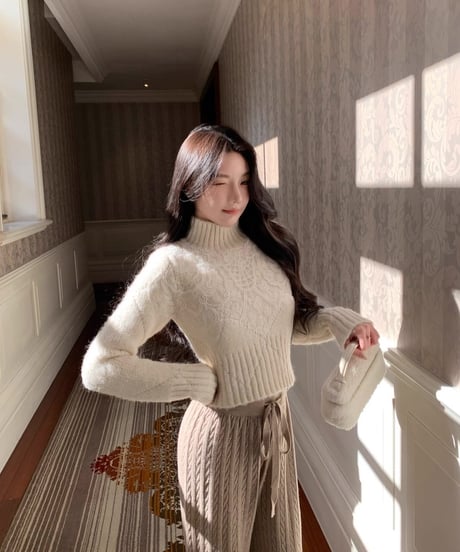 Lace High neck Knit Sweater