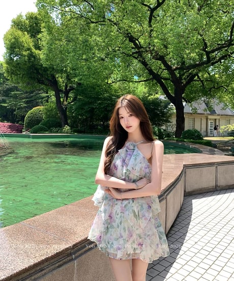 Purple floral dress&Tops