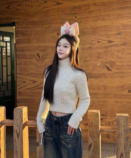 Lace High neck Knit Sweater