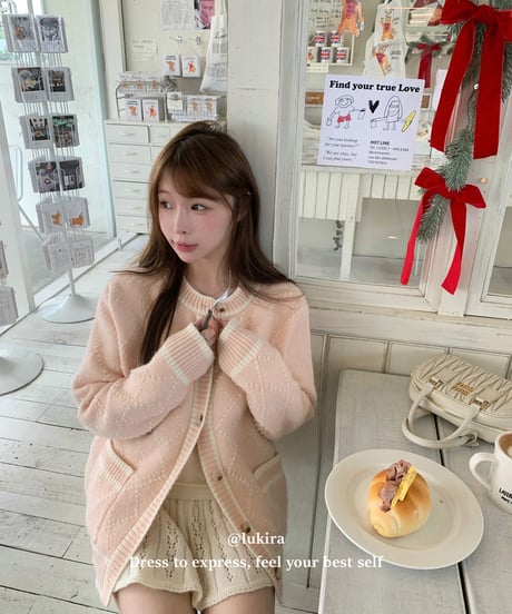 Plaid Pattern Knit  Cardigan