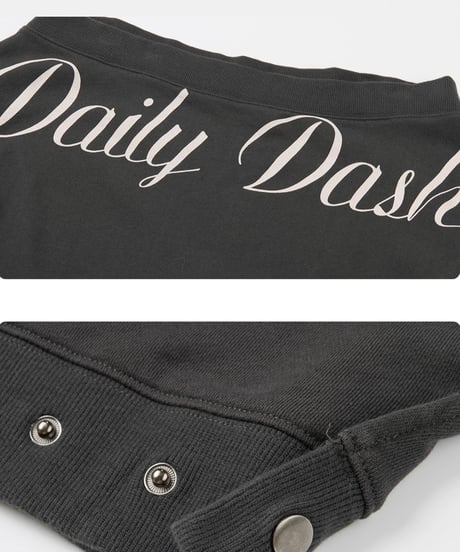Letter Print Off shoulder Sweat + Drawstring Pants【Dark Gray】