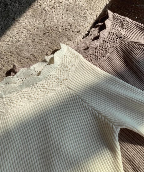 Off Shoulder Hollow Knit OP
