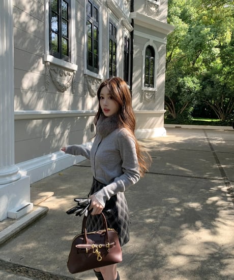 Fox Fur Collar Knit Sweater
