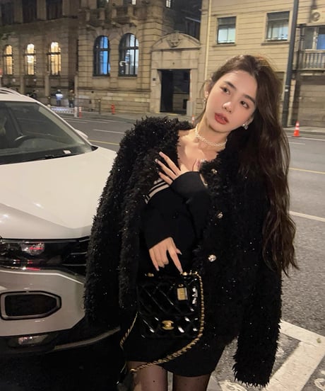 Black Sparkling Fur Coat Jacket