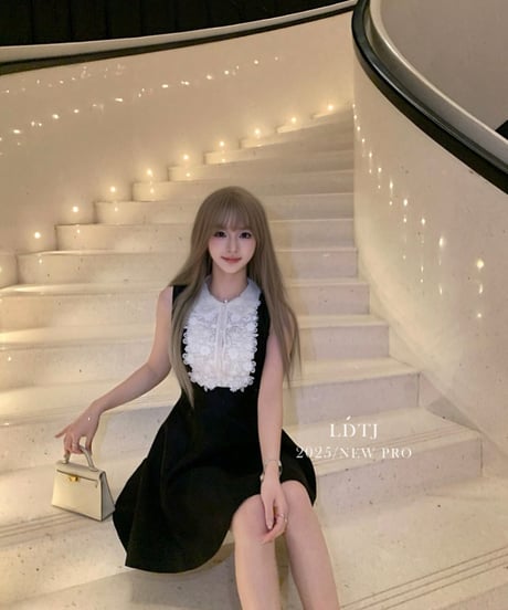 Lace Lapel Sleeveless Dress【※在庫あり5日以内配送商品】