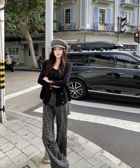 Flower Pattern Denim Pants【Black】