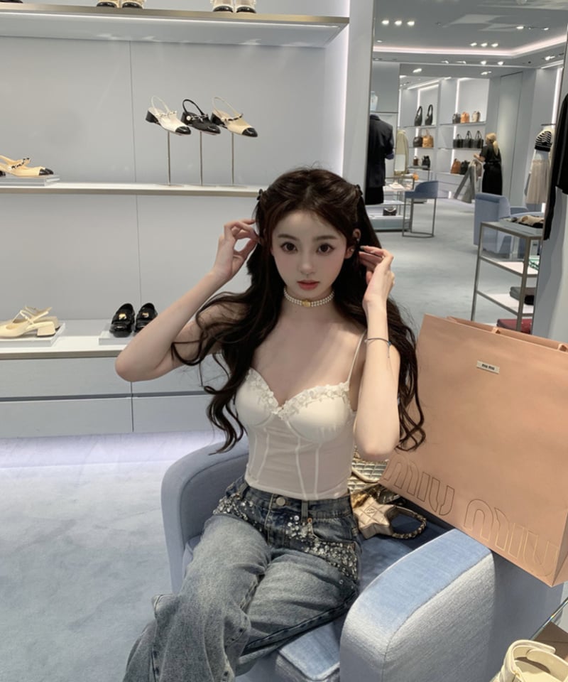 パンツ glancetokyo Feminine Bijou Denim Pants Feminine Bijou Denim Pants | glancetokyo