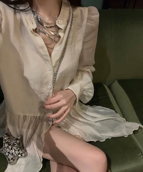 Sheer Irregular Hem Shirt