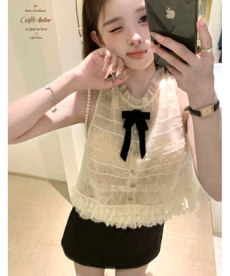 Velvet Ribbon Sleeveless Top