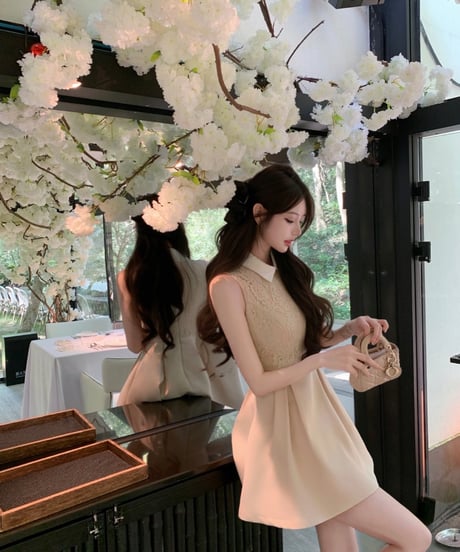Lace Nude Pink Collar Dress