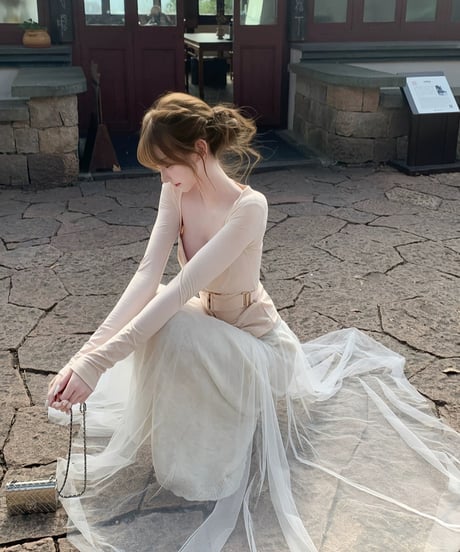 Elegant Mesh Pleate Long Skirt