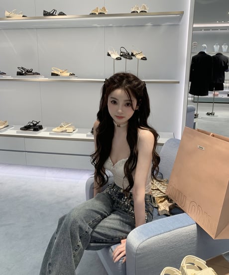Feminine Bijou Denim Pants