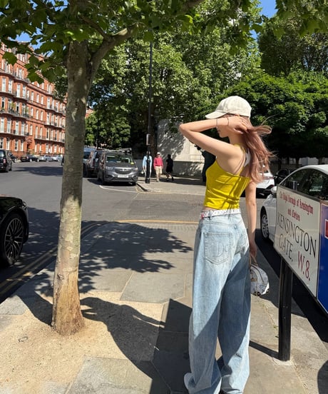 Washed Rhinestone Denim Pants