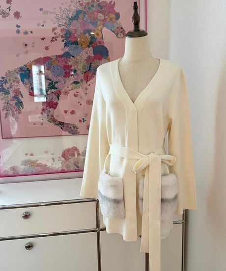 Fox Fur Pocket Long Cardigan