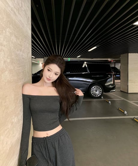 Off Shoulder Sweat Setup【Gray】
