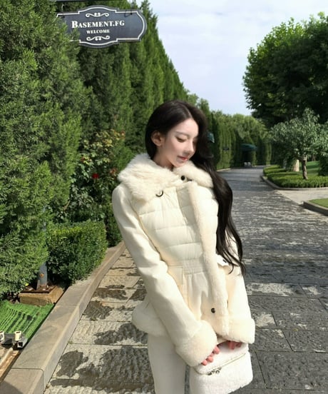 Lambswool Patchwork Fur Down Jacket Coat【※在庫あり5日以内配送】