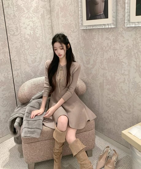 lace-up Knit OP